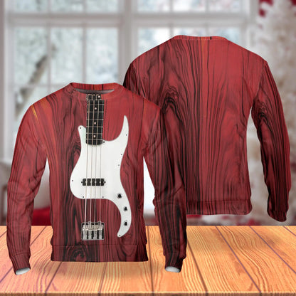 Bass Guitar Sweatshirt, 3D All Over Print Music Instrument Crewneck Pullover for Men Women, Bass Player and Music Lover Gift - Netecom