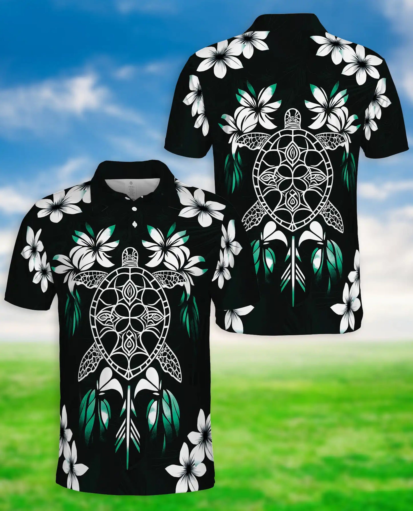 Sea Turtle Hawaiian 3D Polo Shirt for Men – Tropical Tribal Island Style | Netecom