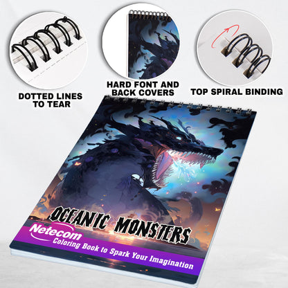 Oceanic Monsters Spiral Bound Coloring Book, Indulge in 30 Dazzling Coloring Pages, Fostering Focus and Creativity as You Confront the Terrifying Creatures of the Deep