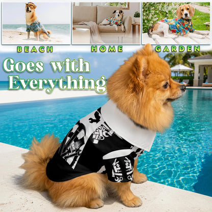 Carpenter Black White 3D Tools Hawaii Dog and Owner Matching Button Shirts