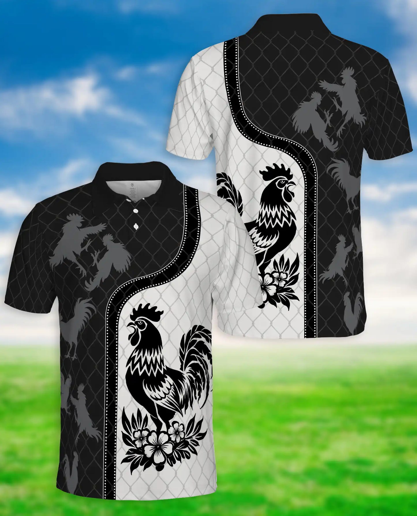 Rooster Polo Shirt – Farmhouse Chicken Art Print | Netecom