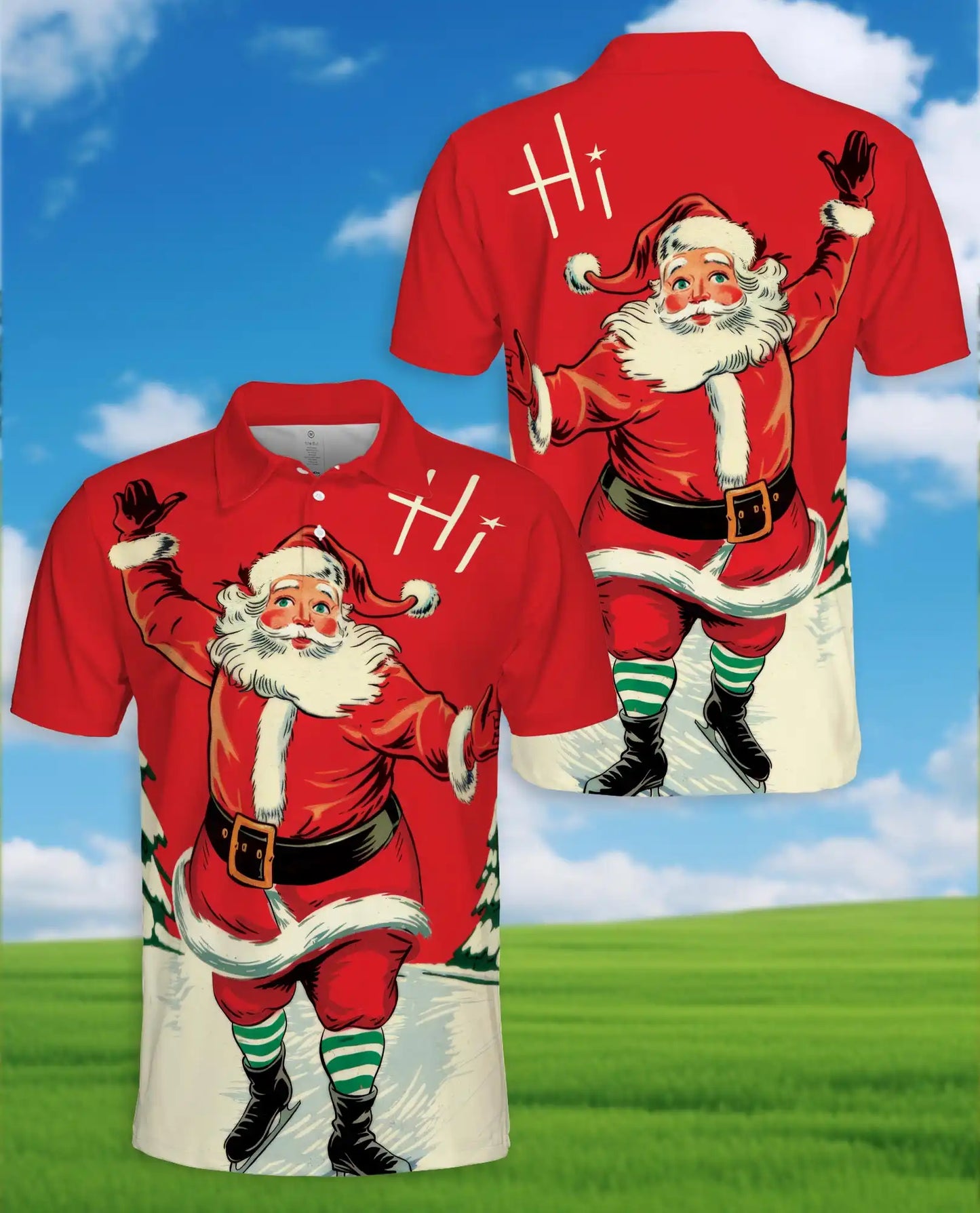 Santa Polo Shirt for Men – Christmas Holiday Festive Tee | Netecom