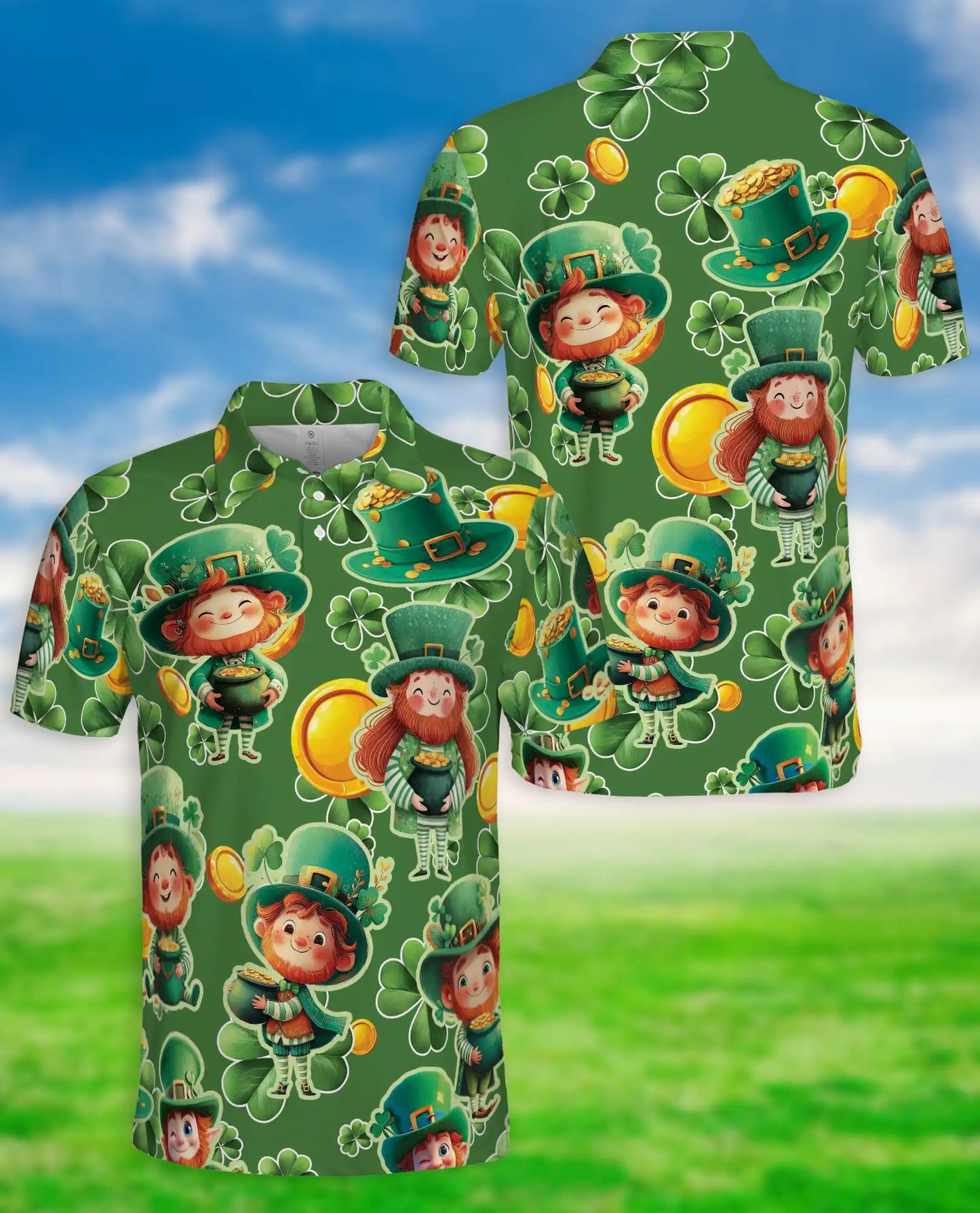 St. Patrick's Day Polo Shirt – Lucky Leprechaun Print | Netecom