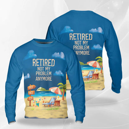 Beach Retirement Sweatshirt, 3D All Over Print Tropical Vacation Crewneck Pullover for Men Women, Retirement Gift - Netecom
