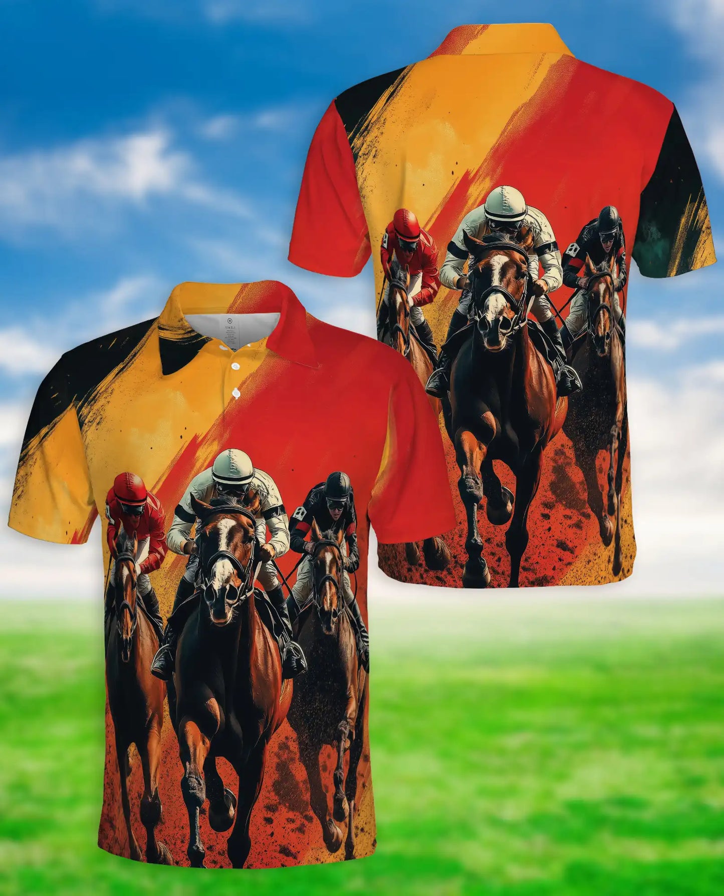 Horse Racing Champion 3D Polo Shirt for Men – Dynamic Jockey Sports Style | Netecom