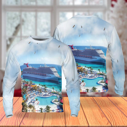 Grand Turk Cruise Ship Beach Sweatshirt, 3D All Over Print Tropical Ocean Crewneck Pullover for Men Women, Cruise Travel Gift - Netecom
