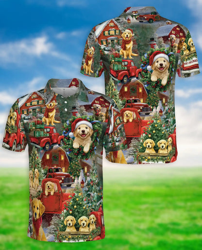 Festive Christmas Dogs Polo Shirt for Men – Holiday Graphic Tee | Netecom