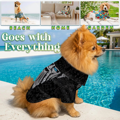 Vintage Viking Odin Fenrir Tattoo Print Hawaii Dog and Owner Matching Button Shirts