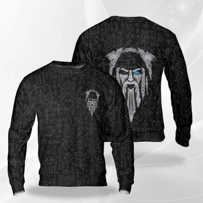 Viking Odin Sweatshirt, 3D All Over Print Fenrir Tattoo Crewneck Pullover for Men Women, Norse Mythology Gift - Netecom