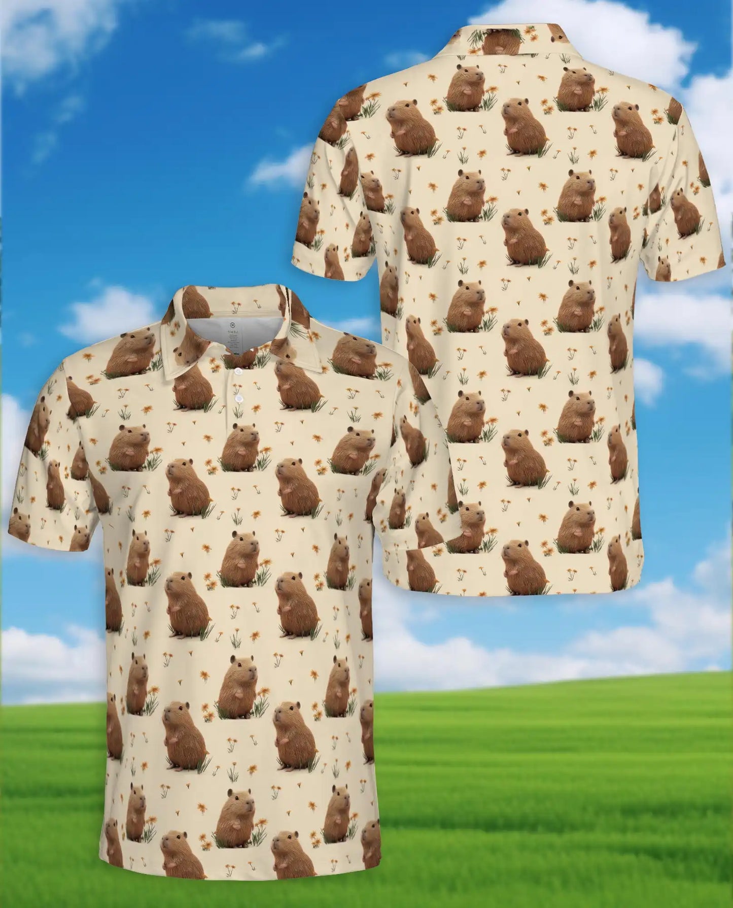 Capybara Polo Shirt – Cute Animal Pattern Style | Netecom