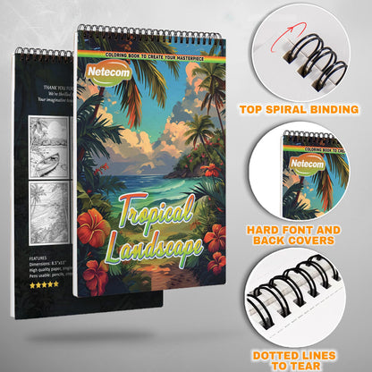 Tropical Landscape Spiral Bound Coloring Book, Breathtaking Tropical Landscapes for an Exotic Coloring Retreat, Great for Beach Lovers and Nature Admirers