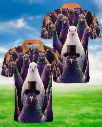 Funny Pigeon 3D Polo Shirt for Men – Cool Bird Humor Streetwear Style | Netecom