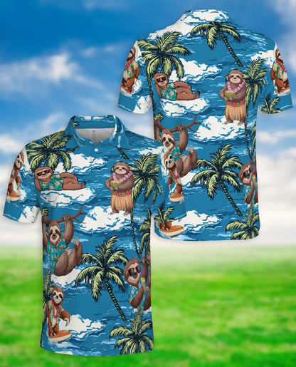 Sloth Tropical 3D Polo Shirt for Men – Funny Beach Animal Style | Netecom