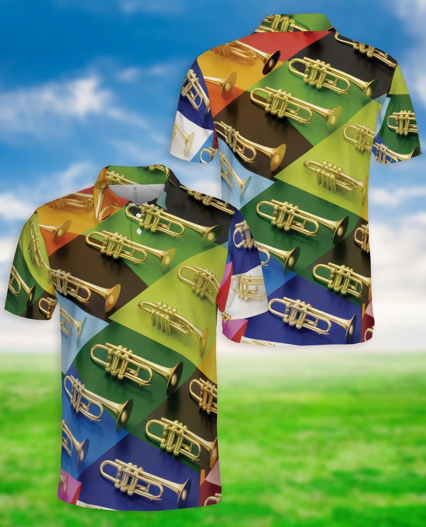 Trumpet Music Hawaiian Polo Shirt | Netecom