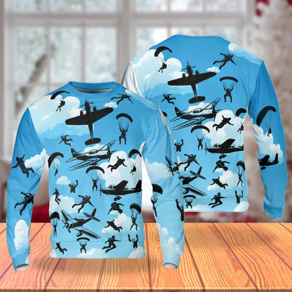 Skydiver Sweatshirt, 3D All Over Print Skydiving Adventure Crewneck Pullover for Men Women, Skydiver Lover Gift - Netecom