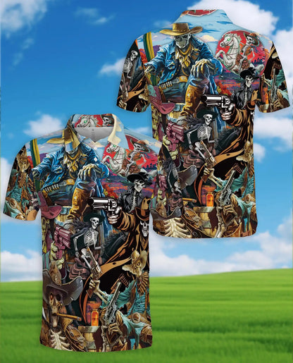 Skeleton Cowboy & Wild West Polo Shirt for Men – Netecom