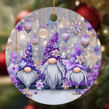Netecom Elegant Purple Gnome Bubbles Ornament, Cute Scandinavian Tomte Ceramic Ornament for Christmas Tree Hanging Decorations Gift, Gnome Lover Gifts, Home Decor, Holiday Party Present