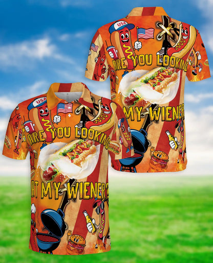 Funny Hot Dog Polo Shirt - Patriotic BBQ Party Style | Netecom