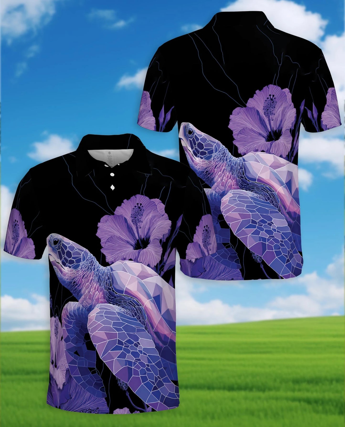 Polynesian Sea Turtle Floral Polo Shirt for Men – Tropical Island Style | Netecom