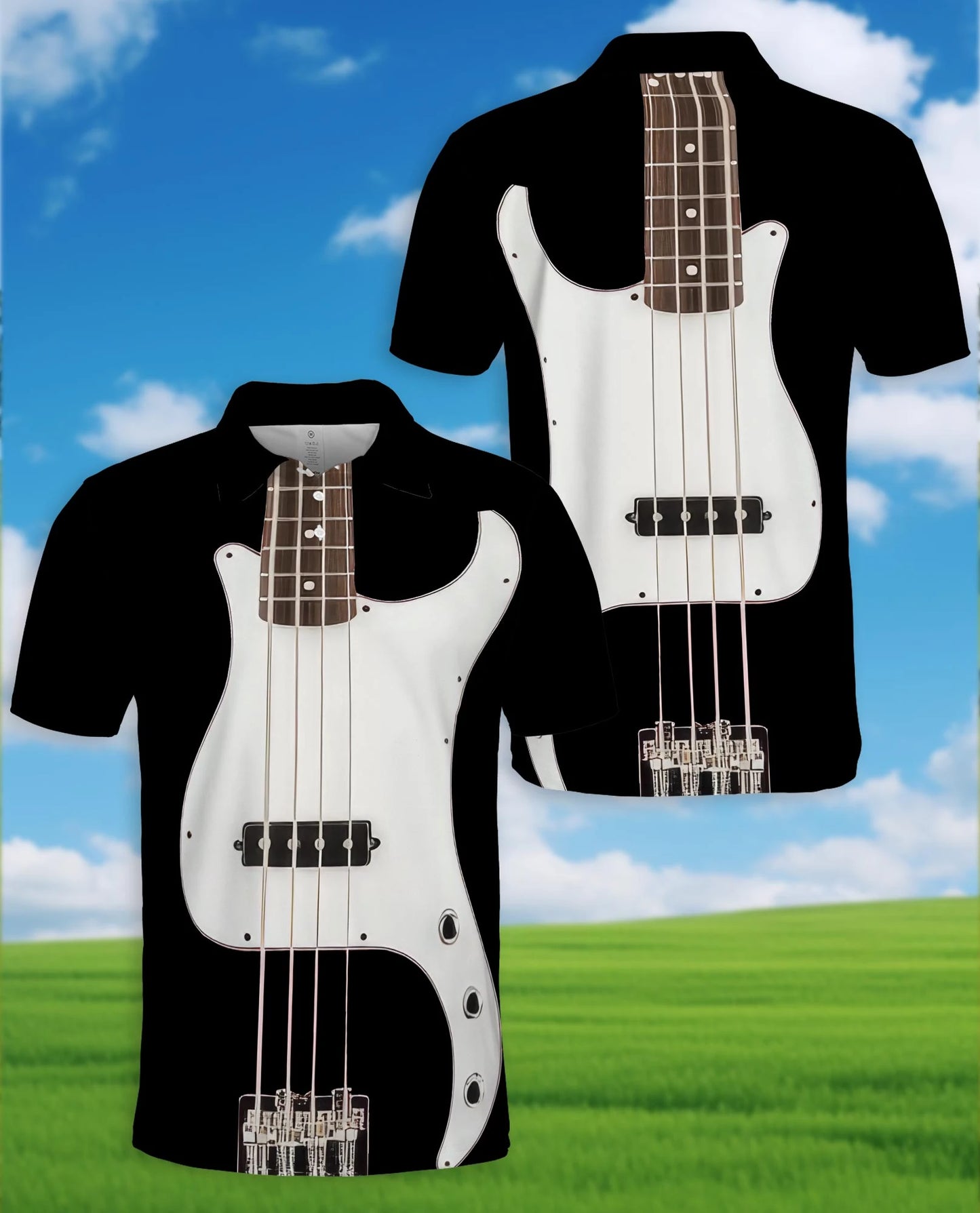 Bass Guitar Polo Shirt for Men – Rock Music Style Design | Netecom