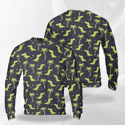 Cute Alligator Sweatshirt, 3D All Over Print Reptile Pattern Crewneck Pullover for Men Women, Alligator Lover Gift - Netecom