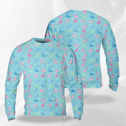 Pastel Dachshund Polka Dot Sweatshirt, 3D All Over Print Cute Dog Crewneck Pullover for Men Women, Dachshund Lover Gift - Netecom