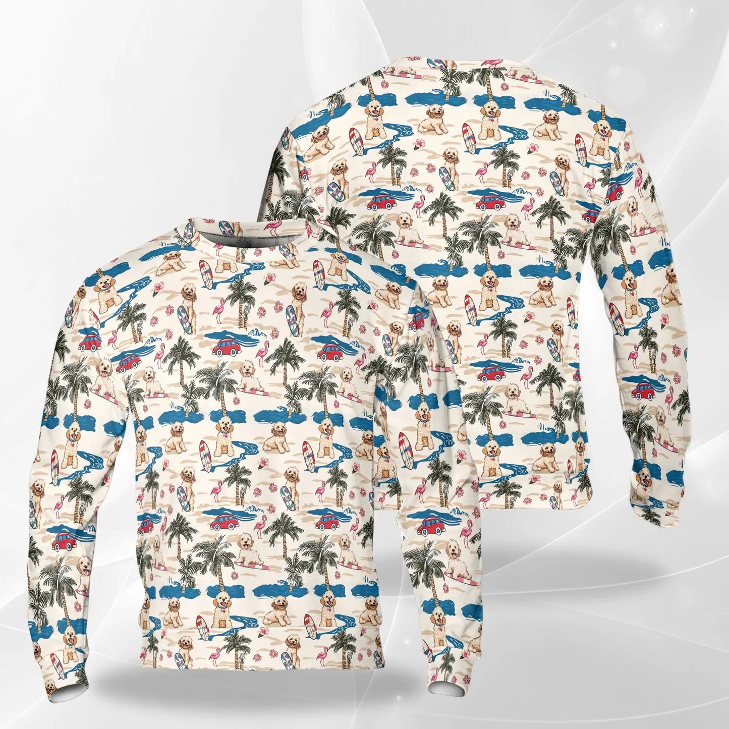 Goldendoodle Sweatshirt, 3D All Over Print Summer Beach Dog Crewneck Pullover for Men Women, Goldendoodle Lover Gift - Netecom