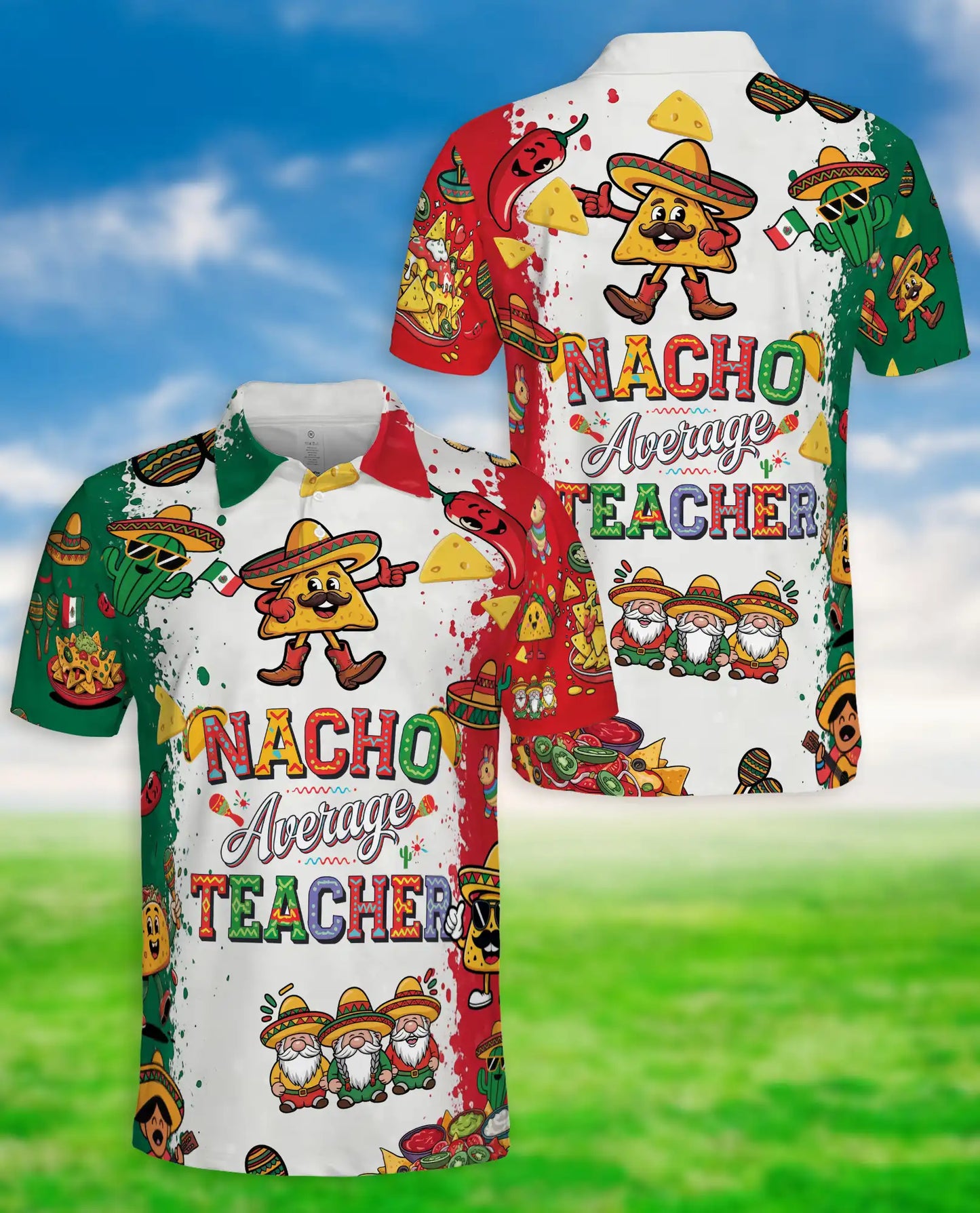 Fiesta Teacher Polo Shirt – Mexican Taco Party Print | Netecom