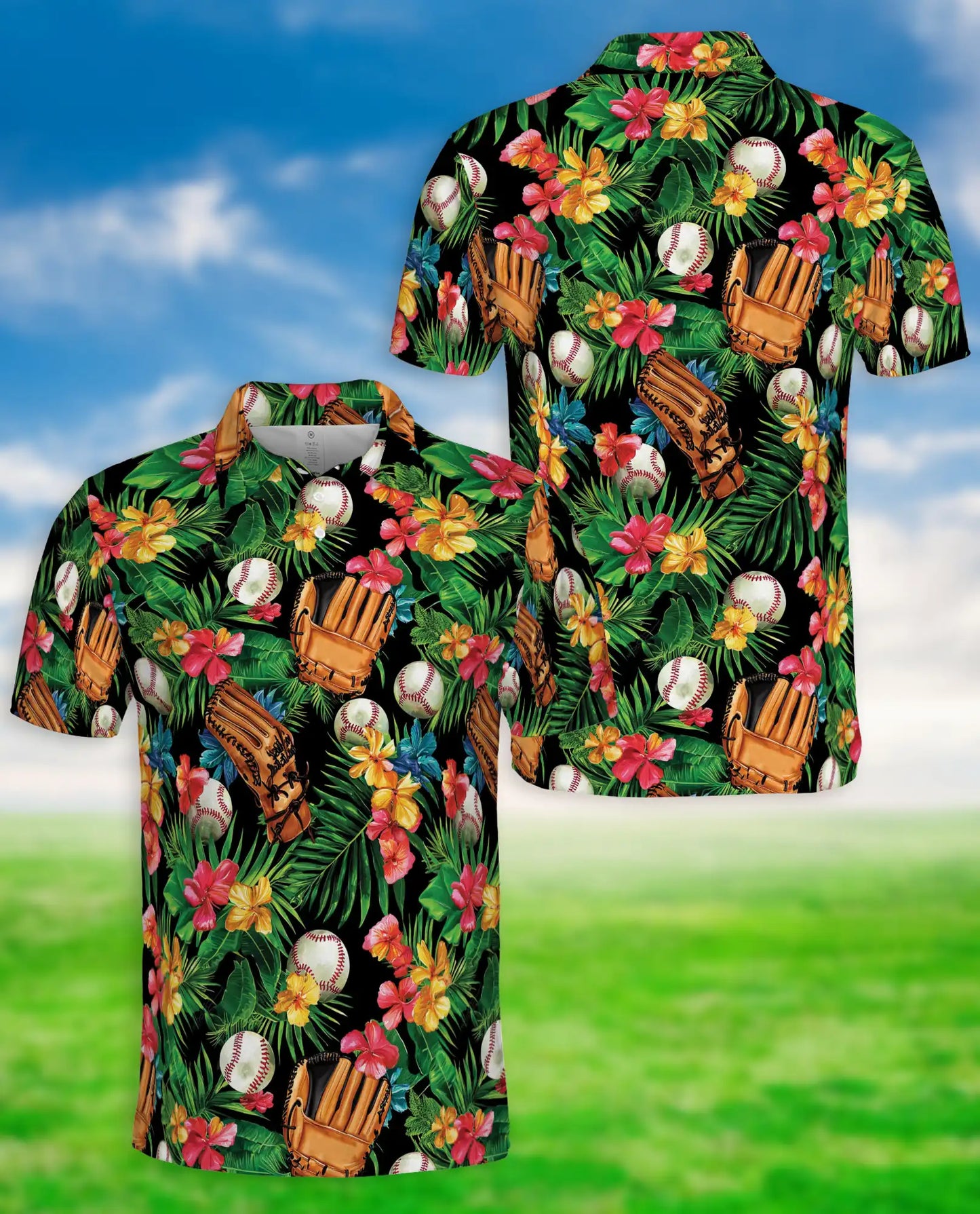 Baseball Hawaiian Polo Shirt – Floral Summer Style | Netecom