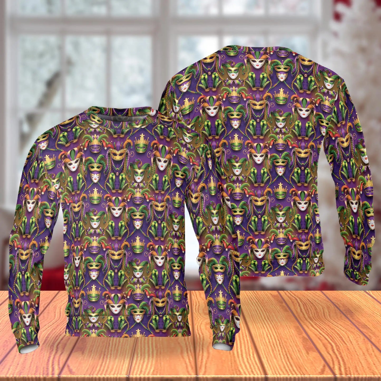 Mardi Gras Sweatshirt, 3D All Over Print Carnival Crewneck Pullover for Men Women, New Orleans Party Gift - Netecom