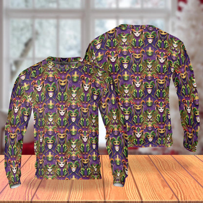 Mardi Gras Sweatshirt, 3D All Over Print Carnival Crewneck Pullover for Men Women, New Orleans Party Gift - Netecom