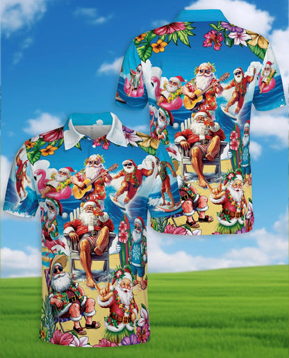 Funny Surfing Santa Polo Shirt for Men – Christmas Beach Style | Netecom