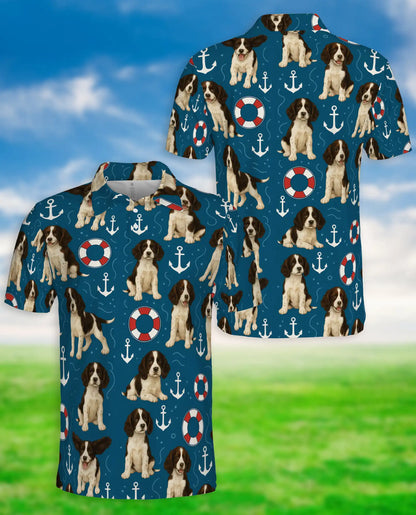 Springer Spaniel Nautical Polo Shirt – Coastal Dog Print | Netecom