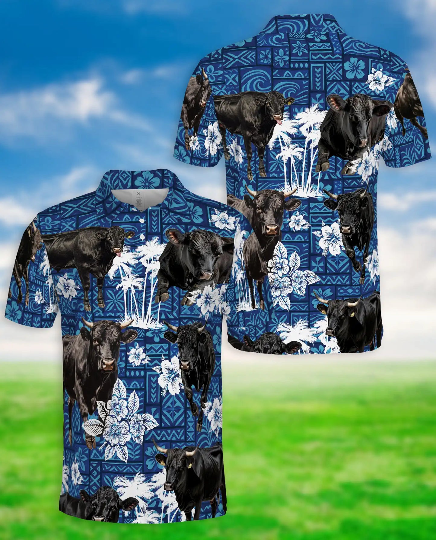 Black Cow Tropical Polo Shirt – Island Floral Print | Netecom