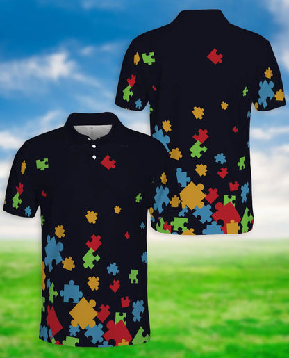 Puzzle Piece Polo Shirt – Colorful Abstract Print | Netecom