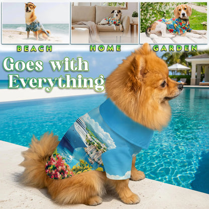 US Cruise Ship Travel Scene Hawaii Dog and Owner Matching Button Shirts