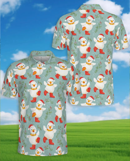 Christmas Duck Polo Shirt - Cute Holiday Winter Style | Netecom
