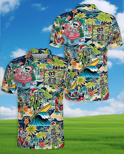 Skeleton Beach Holiday Polo Shirt for Men – Summer 3D Hawaiian | Netecom