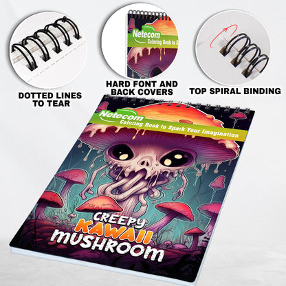 Creepy Kawaii Mushroom Spiral Bound Coloring Book, Celebrate the Charming Peculiarities of Kawaii Mushrooms with 30 Pages of Creepy-Cute Artwork