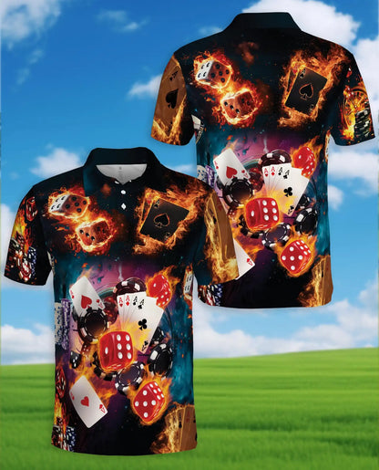 Casino Poker Polo Shirt - Lucky Cards & Dice Style | Netecom