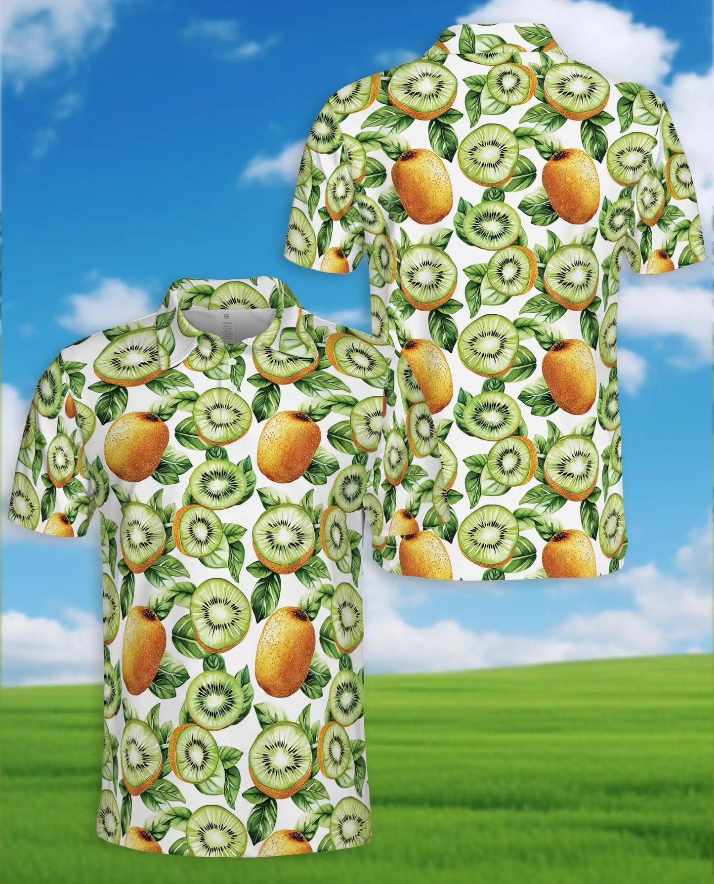 Kiwi Fruit Polo Shirt - Tropical Botanical Summer Style | Netecom