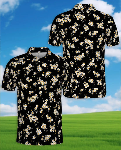 Daisy Flower Polo Shirt for Men – Minimal Floral Style | Netecom