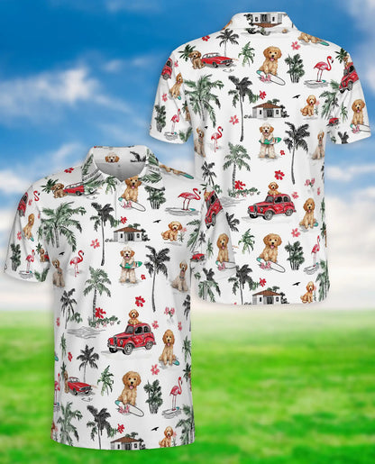 Tropical Puppy Beach 3D Polo Shirt for Men – Cute Summer Dog Island Style | Netecom