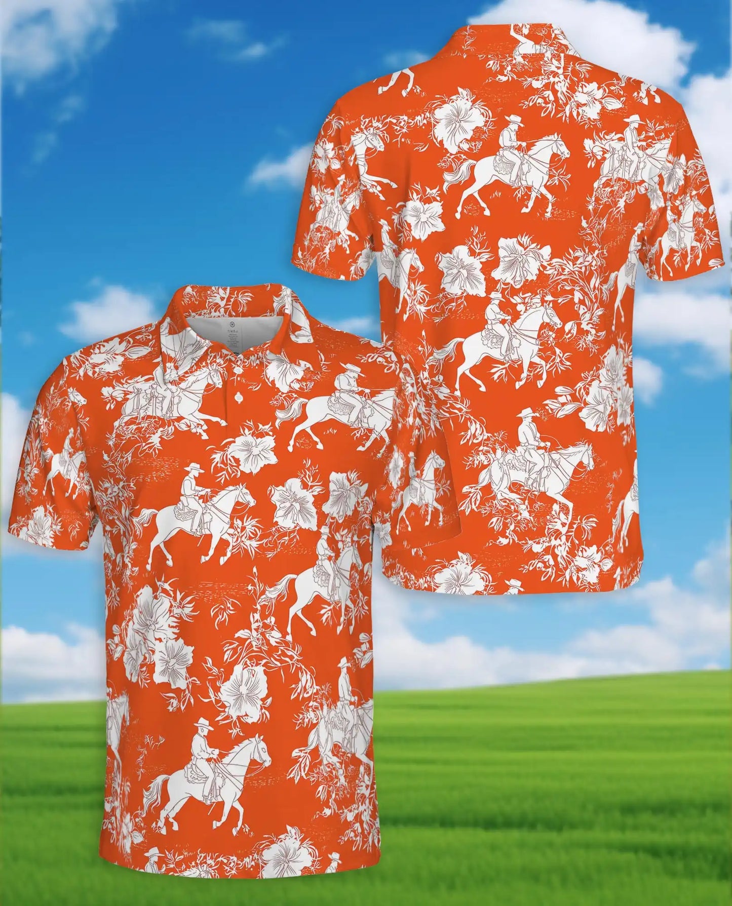 Cowboy Horse Hawaiian 3D Polo Shirt | Netecom