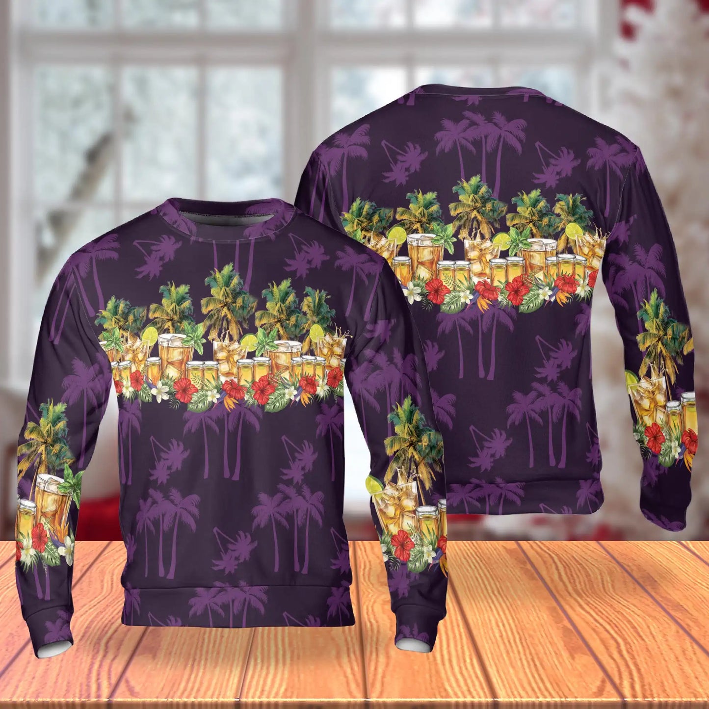 Tequila Summer Sweatshirt, 3D All Over Print Tropical Cocktail Crewneck Pullover for Men Women, Tequila Lover Gift - Netecom