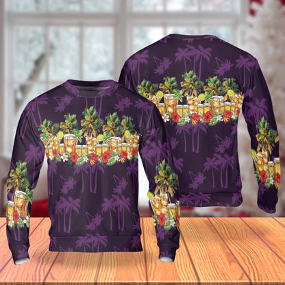 Tequila Summer Sweatshirt, 3D All Over Print Tropical Cocktail Crewneck Pullover for Men Women, Tequila Lover Gift - Netecom