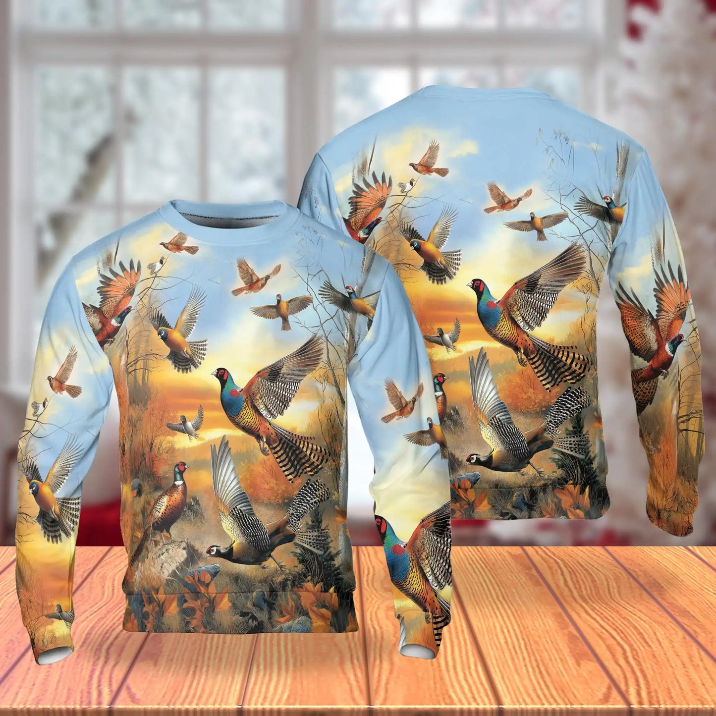 Animals Pheasant Hunting Sweatshirt, 3D All Over Print Wildlife Hunting Crewneck Pullover for Men Women, Hunter Gift - Netecom