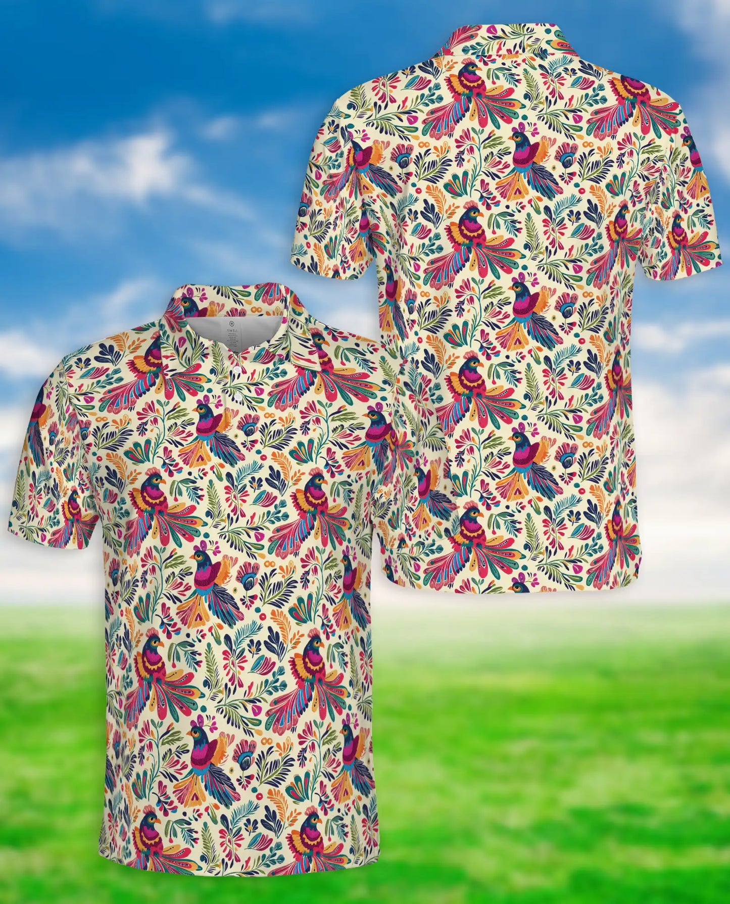 Colorful Bird Floral Polo Shirt – Tropical Pattern | Netecom