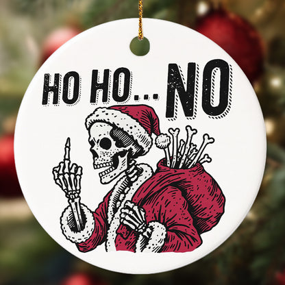Netecom Funny Santa Skeleton Christmas Ornament, Humorous Ceramic Ornament for Xmas Tree Hanging Decorations Gift, Skeleton Lover Gifts, Holiday Party Present