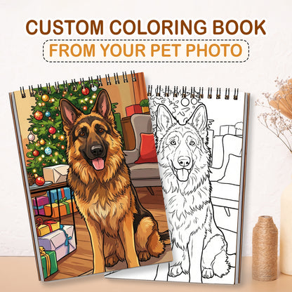 Personalized Pet Coloring Book for Adults – Custom Coloring Pages from Your Pet Photos , 12–48 Pages, Gift for Dog, Cat, and Animal Lovers, Premium Wooden Cover, Spiral Binding